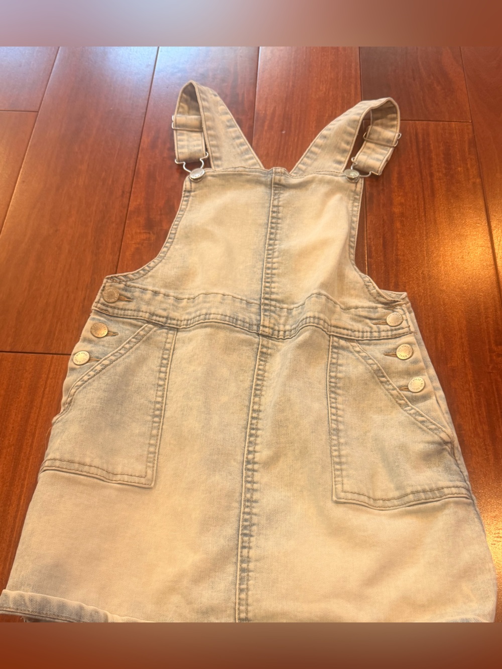 Light Wash Denim Overall Skirt for Kids - Light Blue